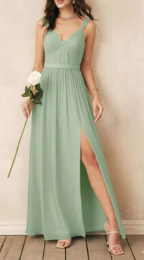 AW BRIDAL 12 L sage green Lorene wedding bridesmaid party maxi dress NEW 0B17